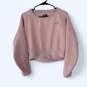 Adidas‎ Running Cropped Crewneck Sweatshirt Textured Pink Women's
